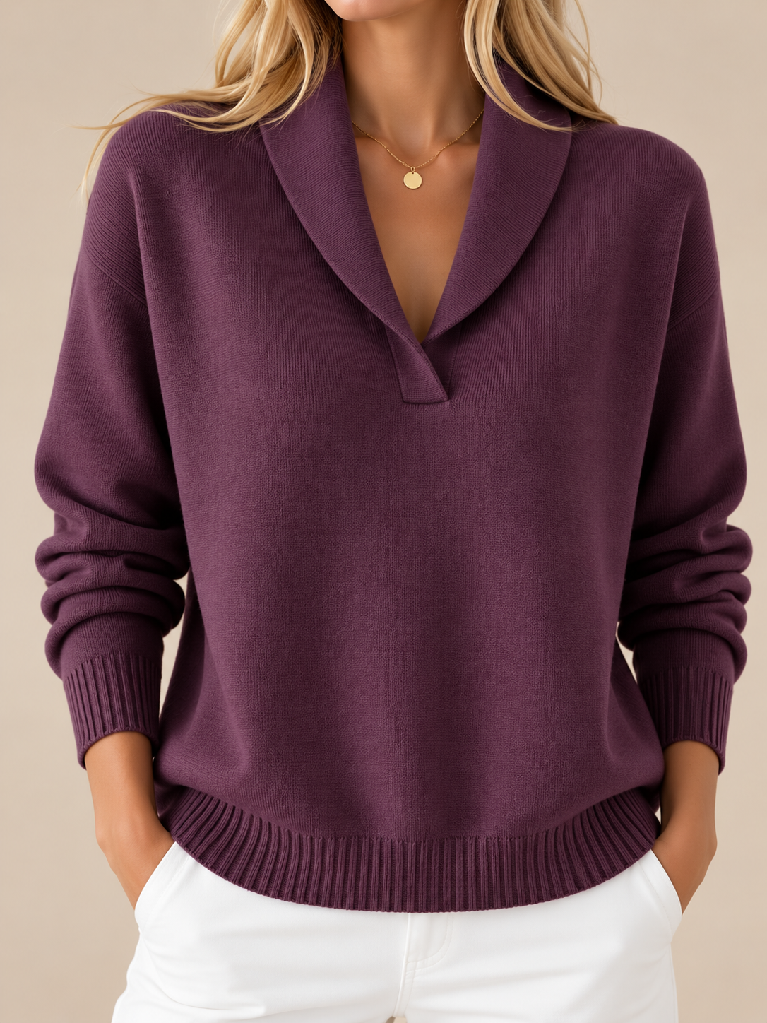 Alessia | Jersey de Punto con Cuello de Pico