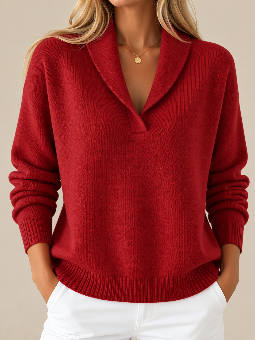 Alessia | Jersey de Punto con Cuello de Pico