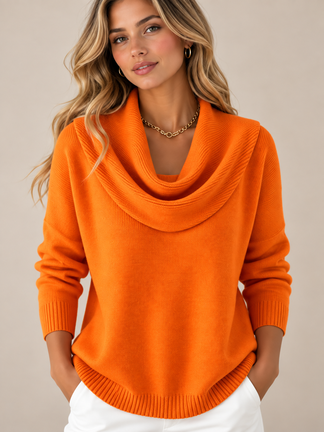 Bianca | Jersey de Punto con Cuello Drapeado