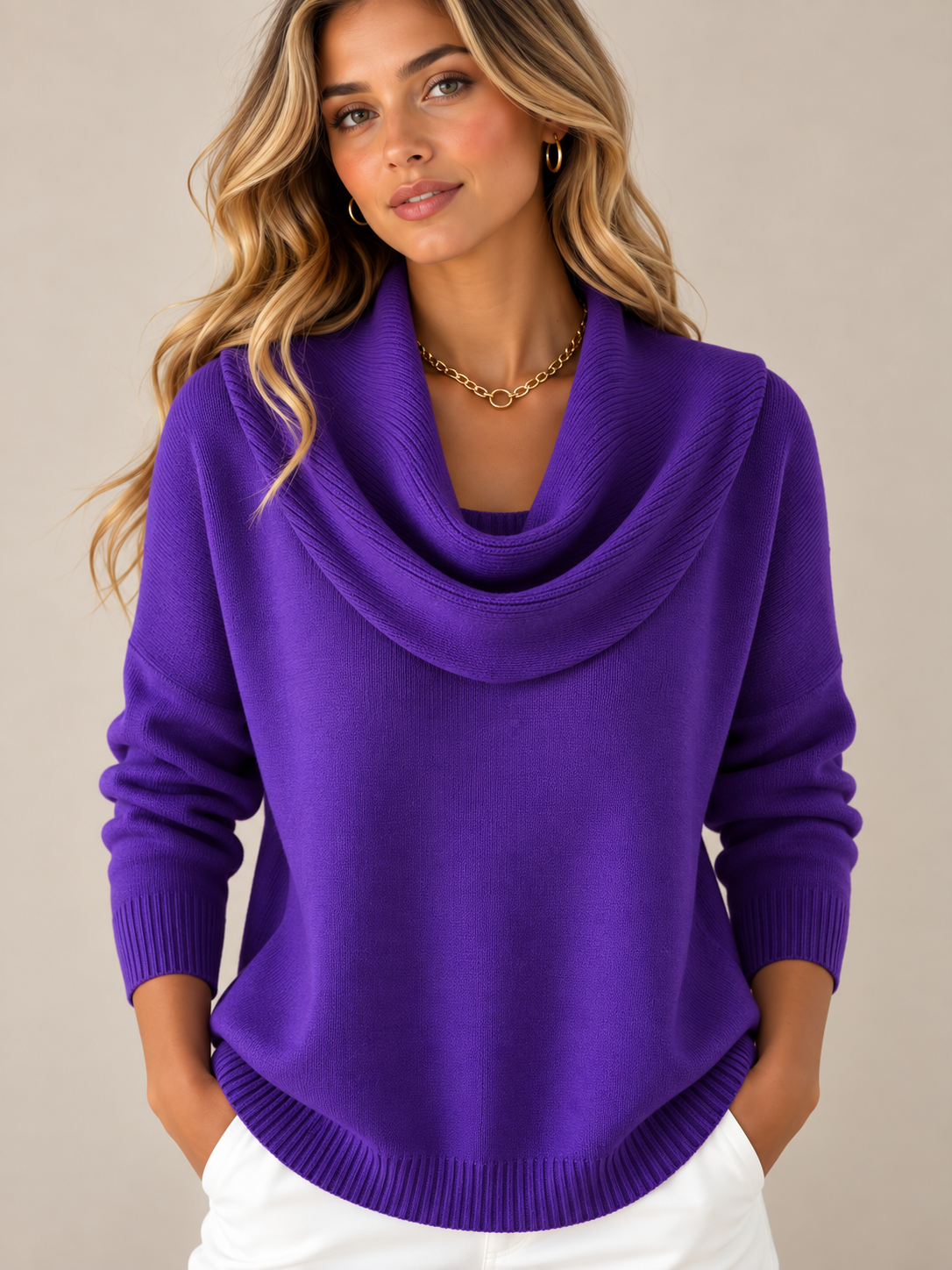 Bianca | Jersey de Punto con Cuello Drapeado