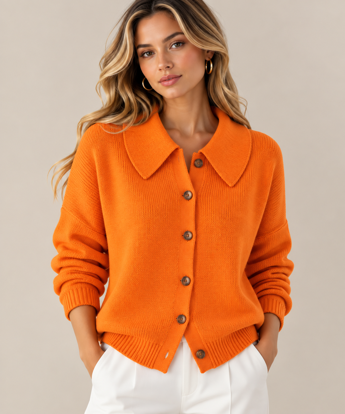 Mia | Chaqueta de Punto con Cuello Camisero